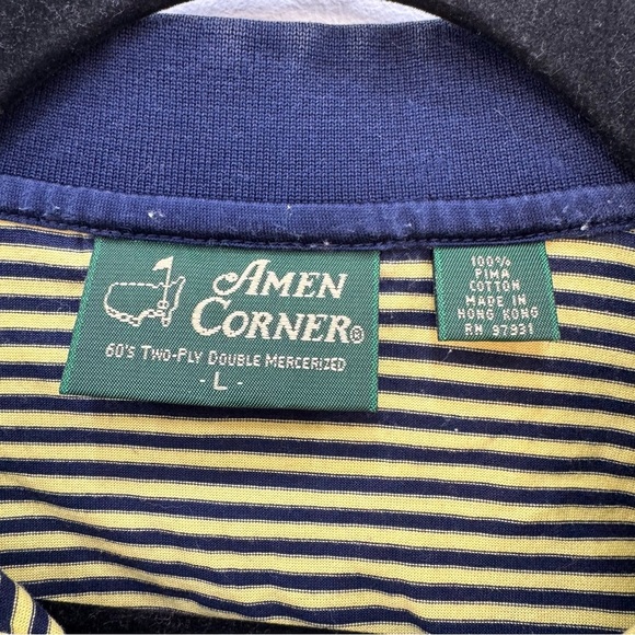 Amen Corner Augusta Masters Golf Polo Shirt Striped Pima Cotton Sz Large - Picture 6 of 6